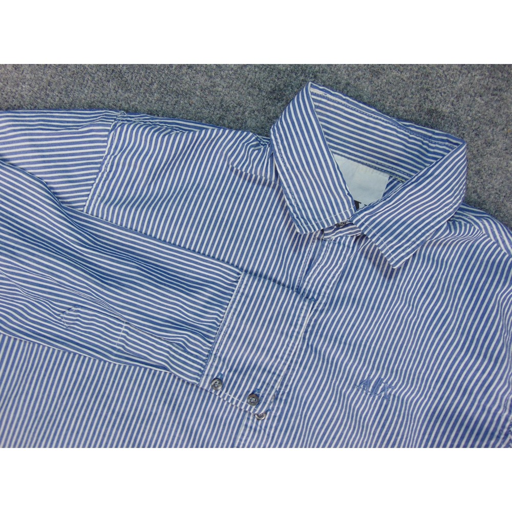 Armani Exchange Shirt Mens Small Blue White Striped Long Sleeve‎ Button Down AX